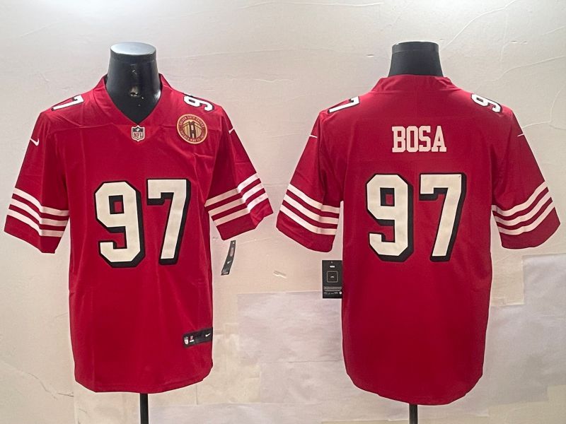 Men San Francisco 49ers #97 Bosa Red Throwback Second generation 2024 Nike Limited NFL Jersey style 5